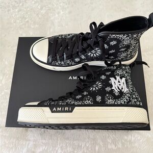AMIRI Cream and Black High-Top Sneakers